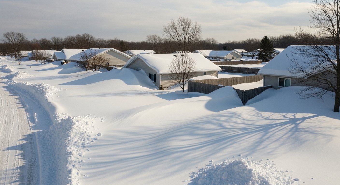Snow Drift Blocking Garage