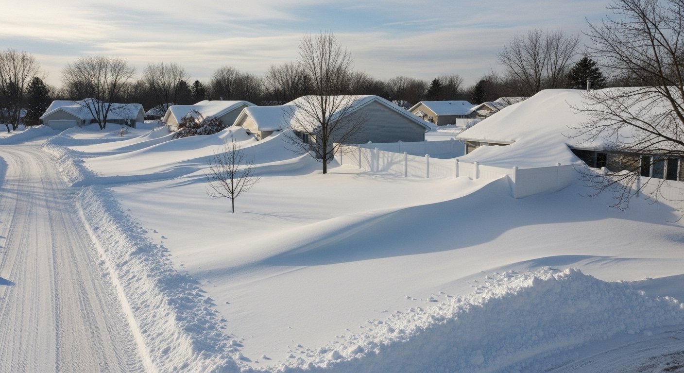 Snow Drift Blocking Garage